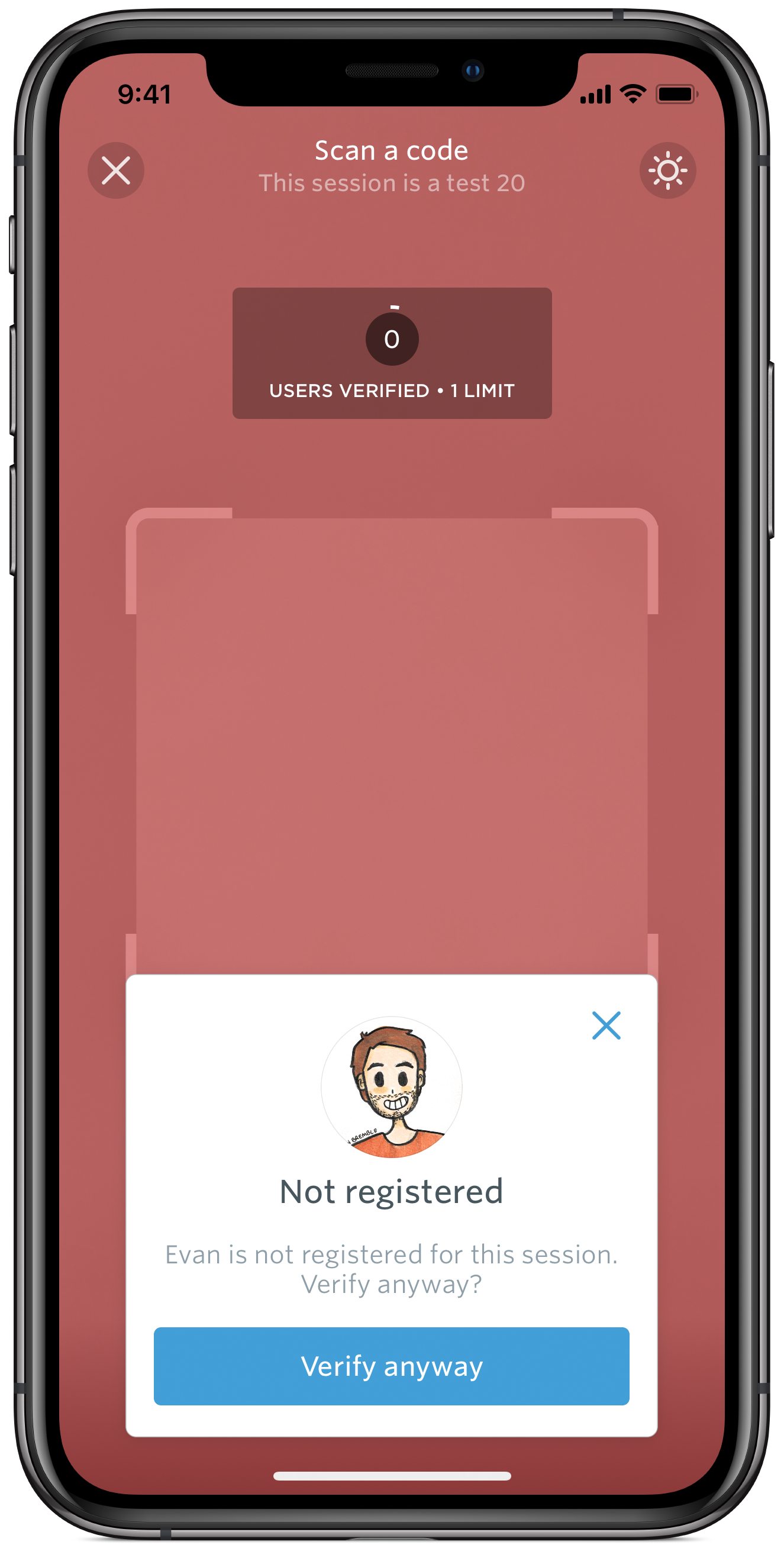 user not registered scan