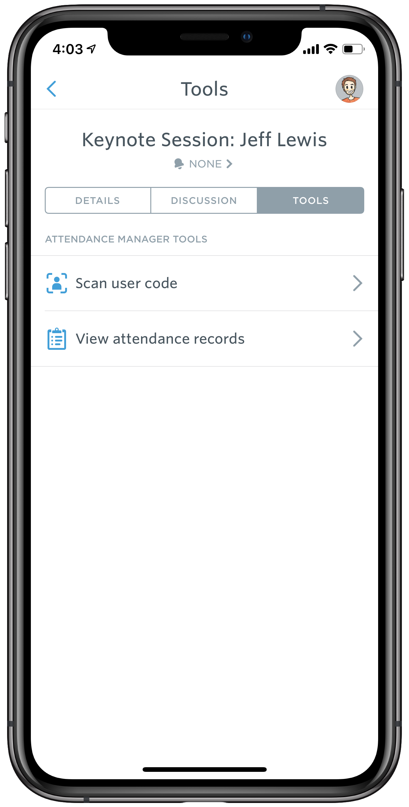view of attendee tools