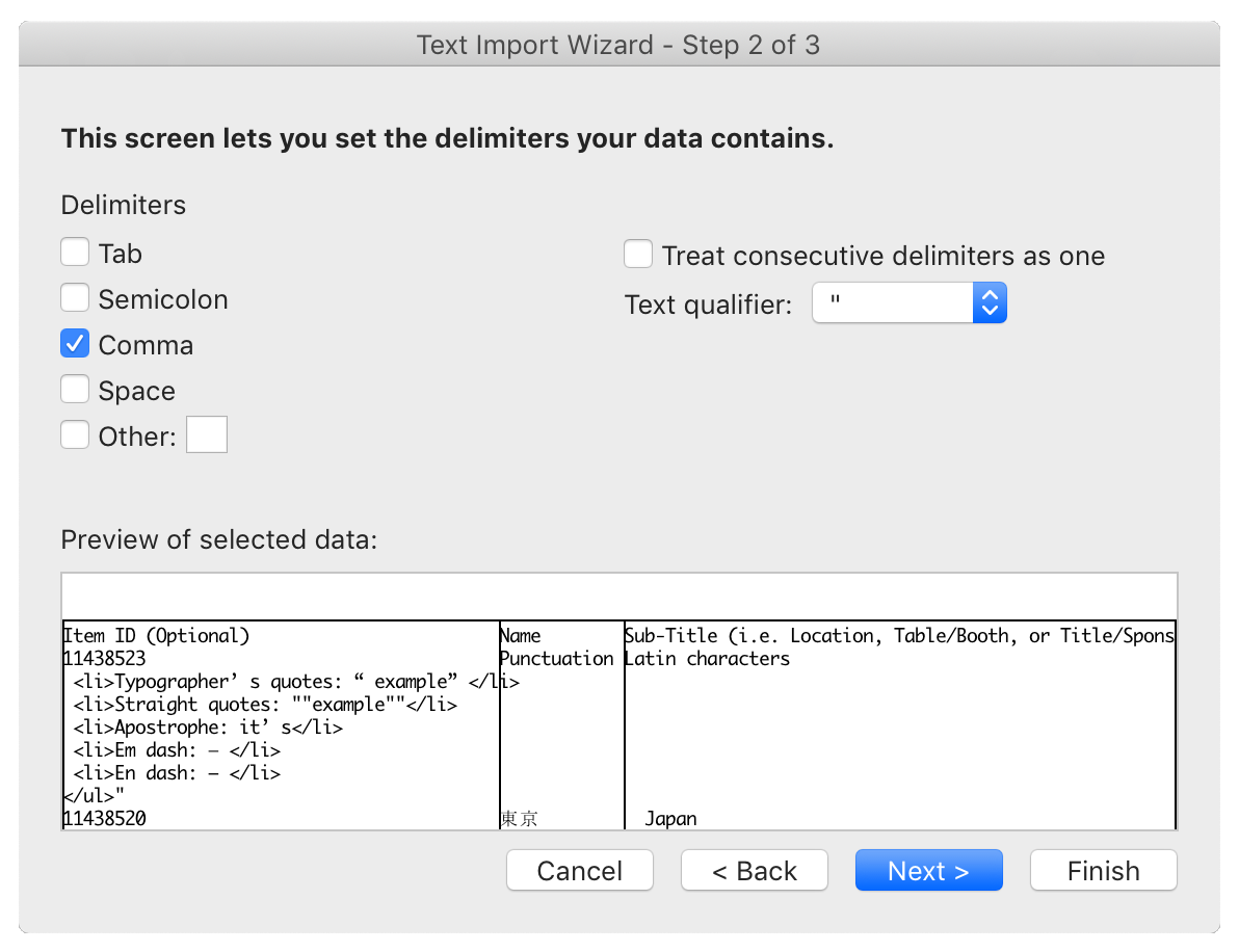 excel text import wizard multiple other